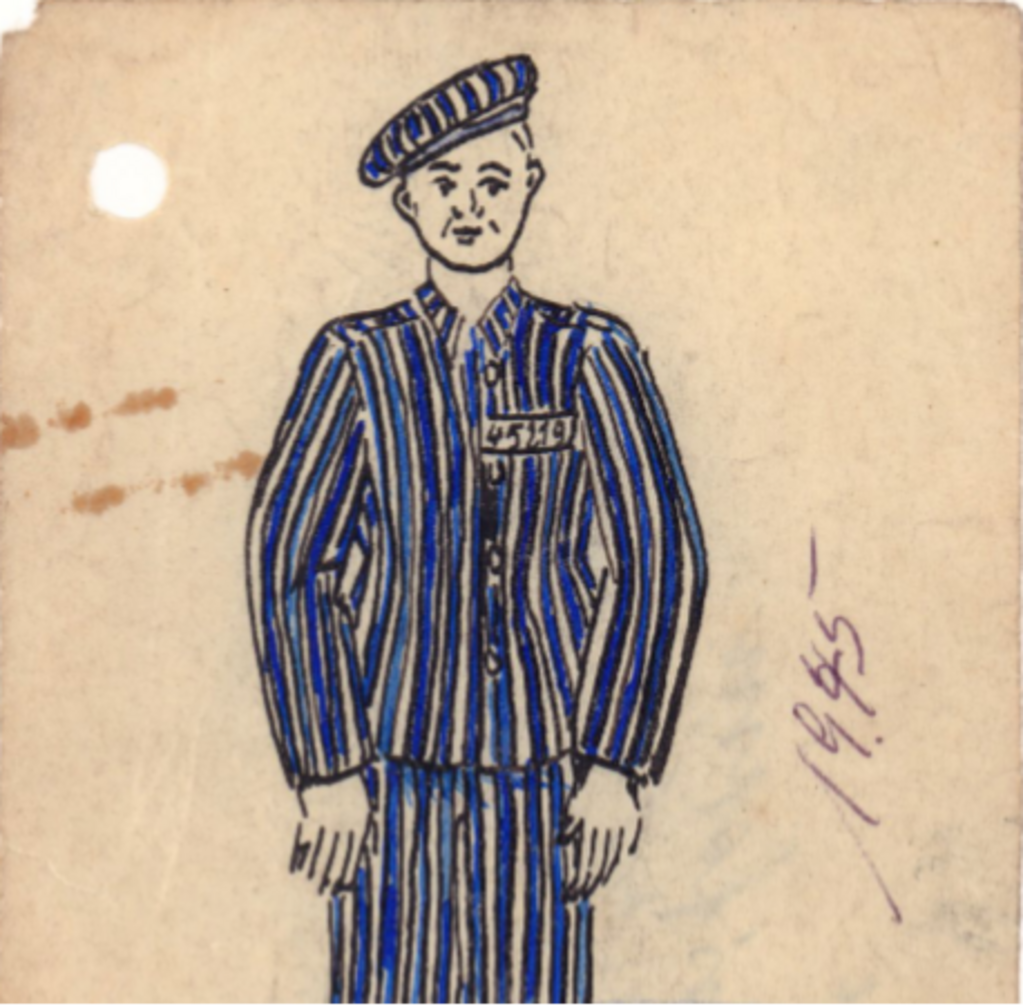 Bruno Rose, gezeichnet von einem französischen Mithäftling (© Dokumentations- und Kulturzentrum Deutscher Sinti und Roma)