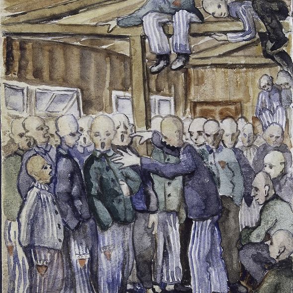 Vladimir Matejka: Auftritt des tschechischen Chors im KZ Sachsenhausen, vor 1945, Lenka Rothova, Pribram Vladimir Matejka: Auftritt des tschechischen Chors im KZ Sachsenhausen, vor 1945, Lenka Rothova, Pribram
