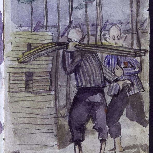 "Bauhof", Aquarell von Vladimir Matêjka, Privatbesitz Lenka Rothova