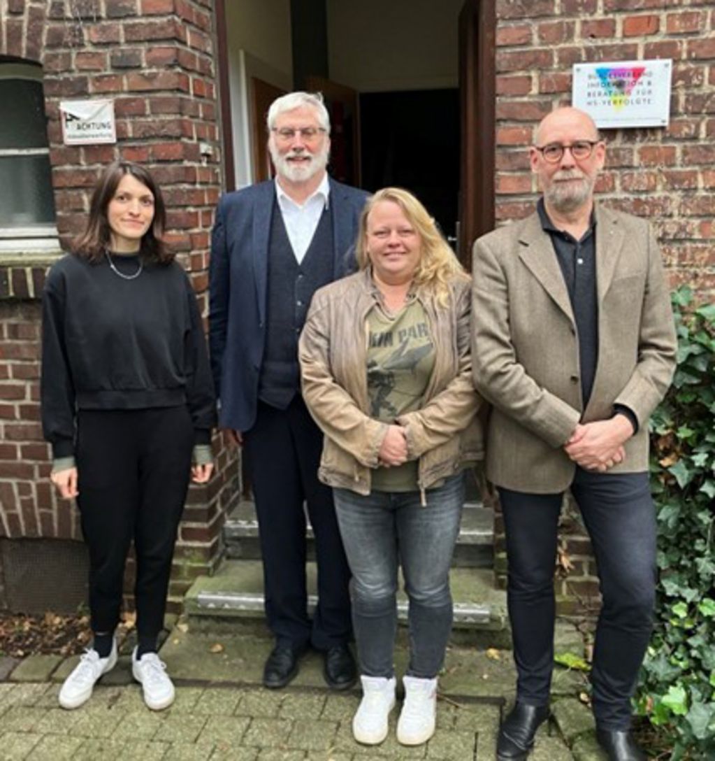 V.l.n.r.: Janna Petersen (Koordination Hilfsnetzwerk), Martin Hamburger (Vorstand Bethe-Stiftung), Stefanie Bilinski (NS-Dokumentationszentrum Köln), Jost Rebentisch (Bundesverband Information und Beratung für NS-Verfolgte)